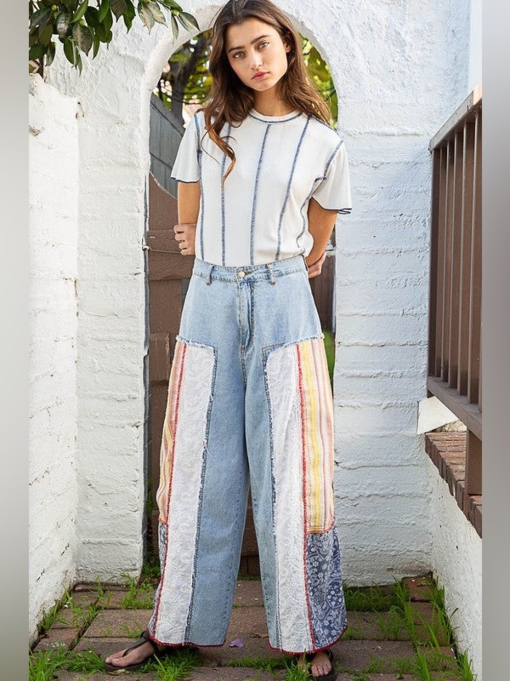 ✨POL✨ Multicolor Patchwork Denim Pants